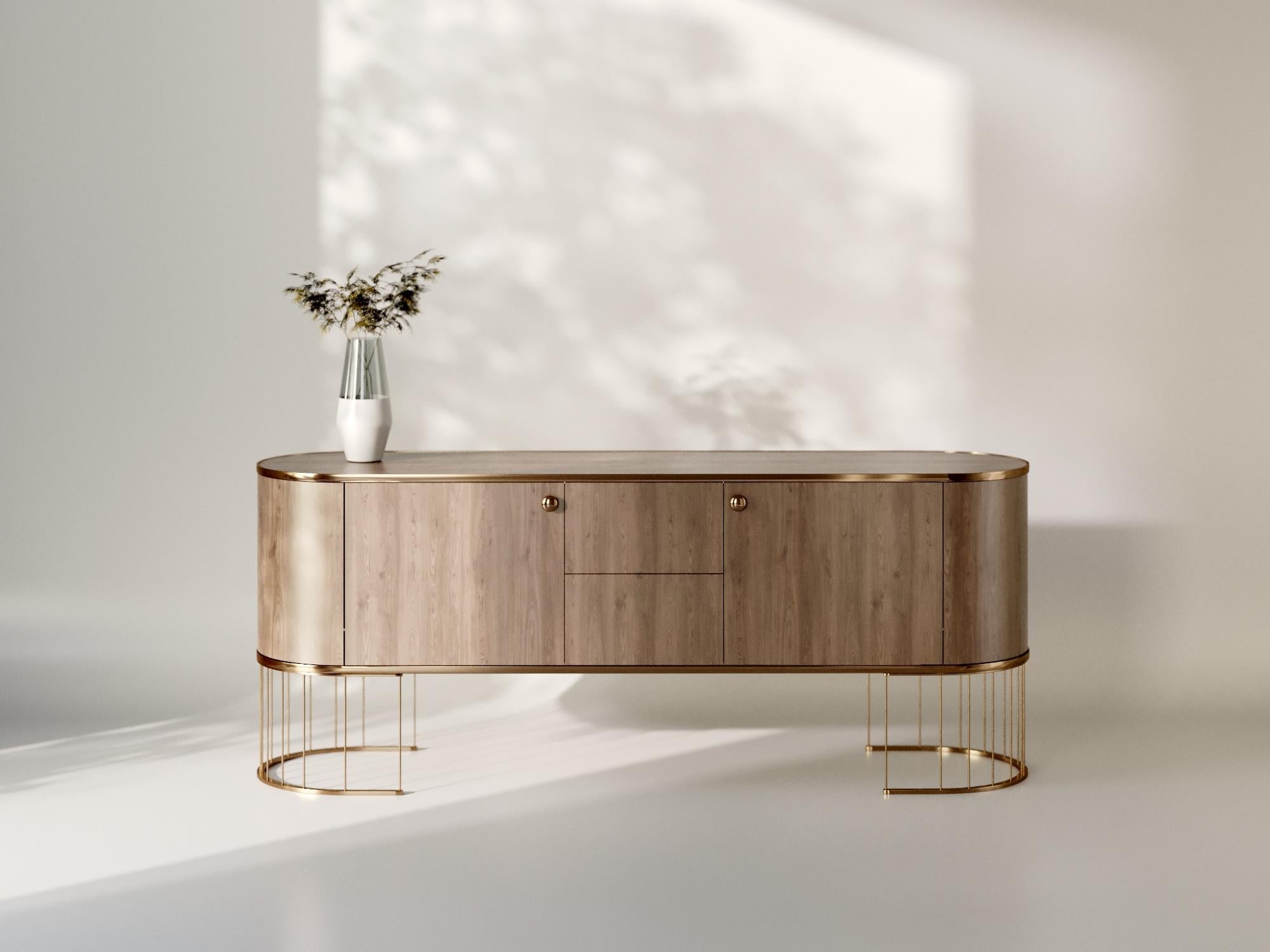 High-End Plywood Sideboard Bugs with Brass Legs for Bright Emotional Interior For Sale 2