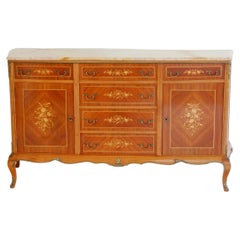 High End Rococo Inspired Sideboard Credenza in Walnut and Brass