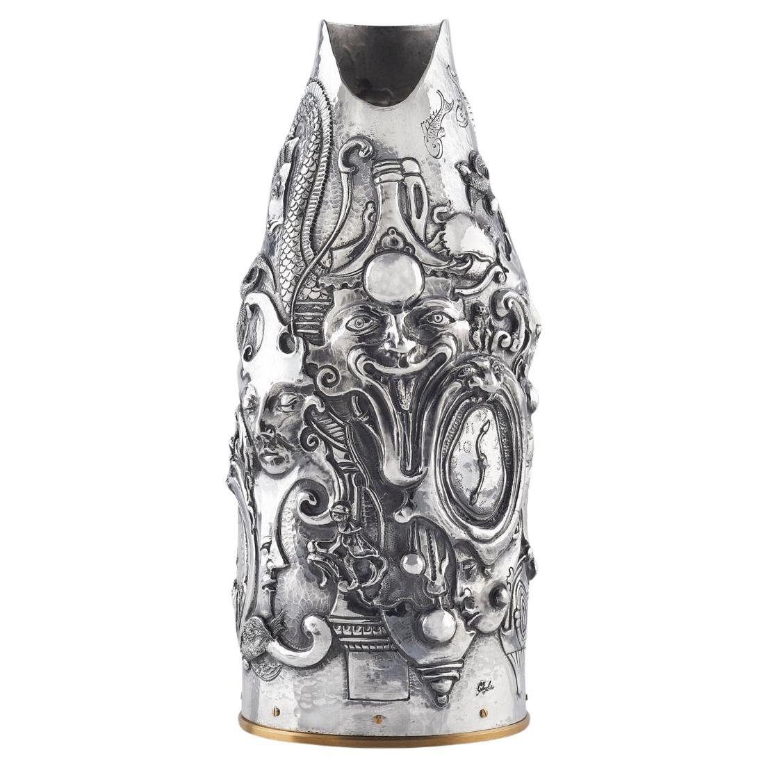 High End Tableware, Champagne Bottle Cover, Pure Silver, Fantasy, Hand Made