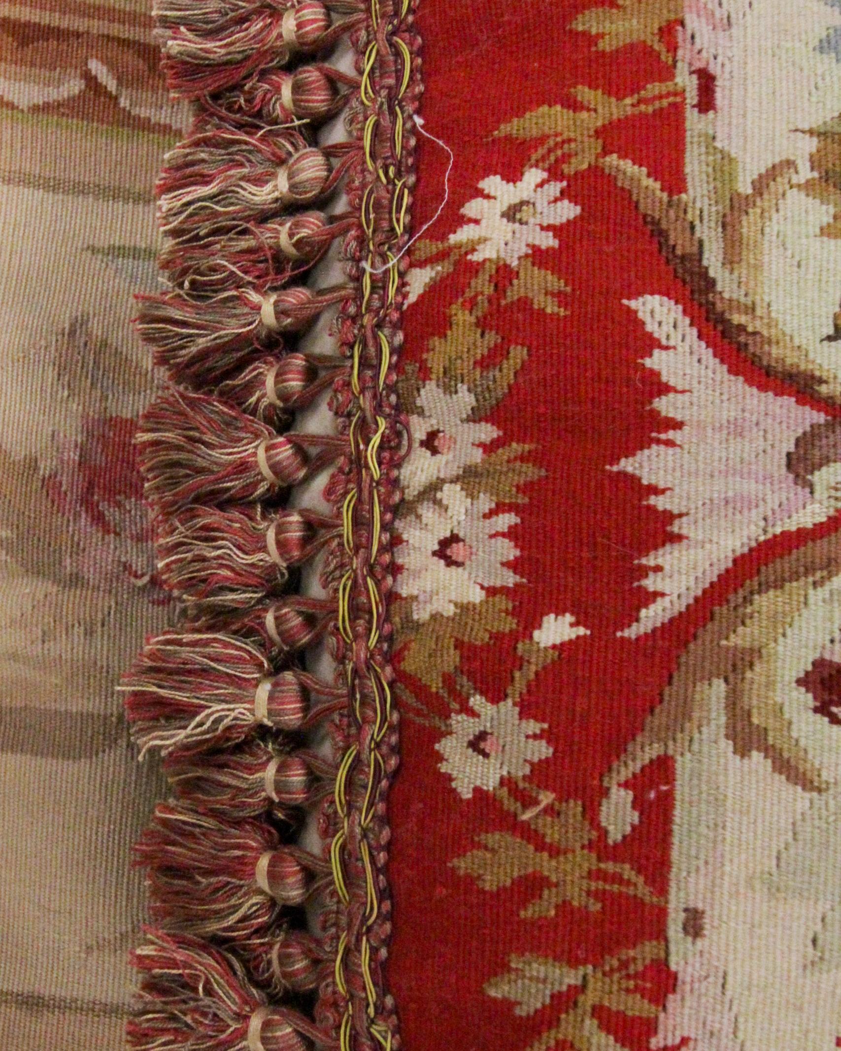 Hand-Woven High End Traditional Aubusson Cushion Cover Handmade Unique Red Pillow Case