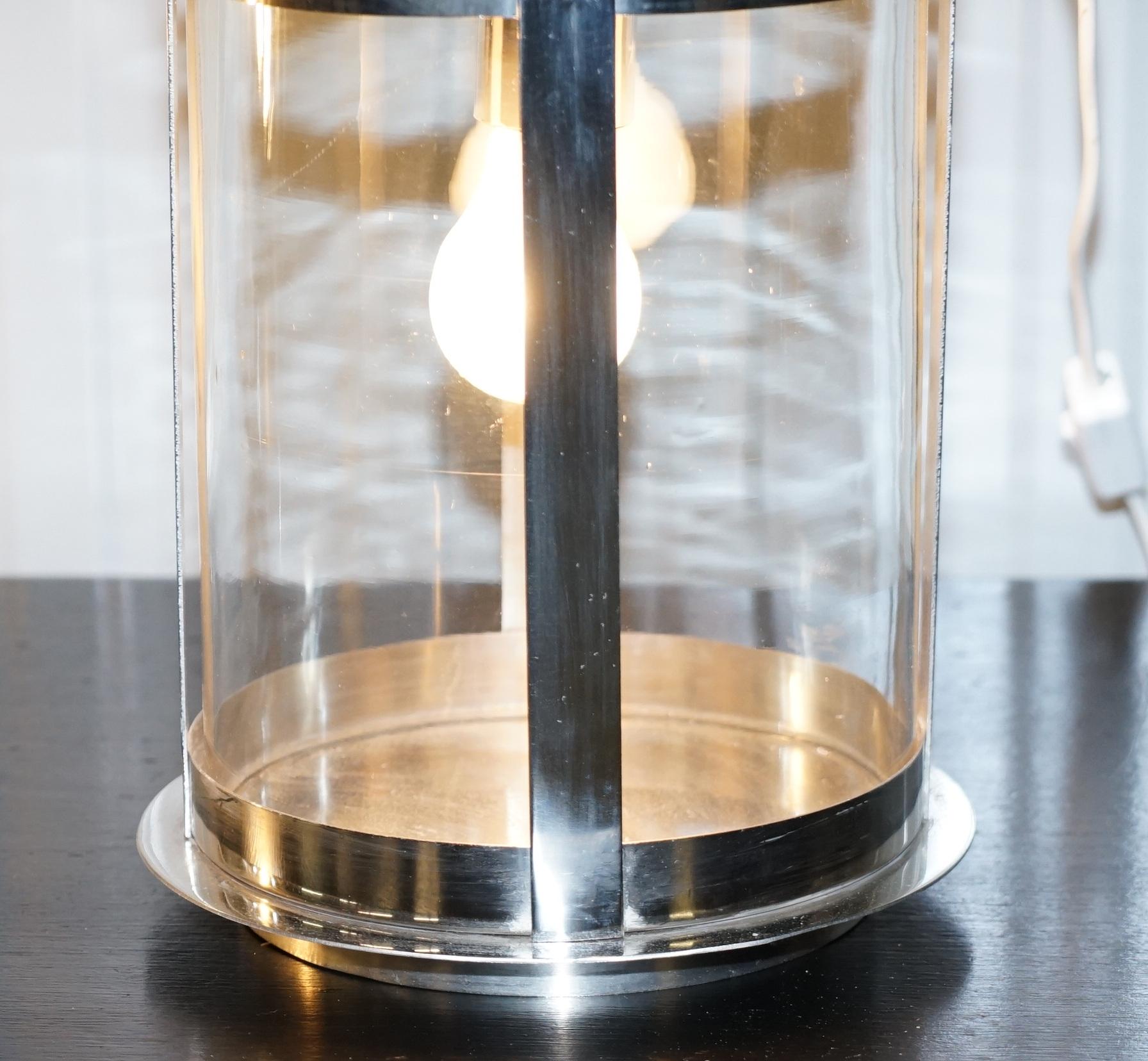 High End Twin Cylindrical Glass Affects Chromed Hanging or Table Storm Lanterns For Sale 3