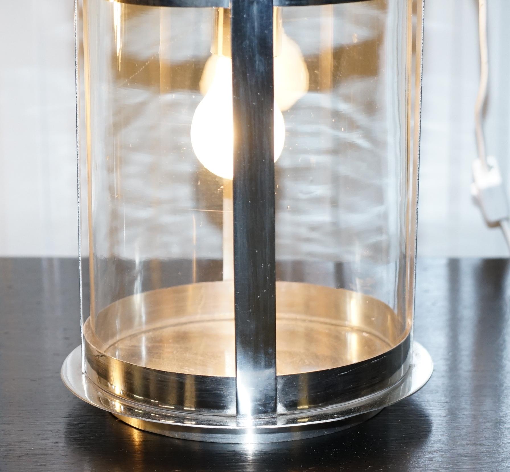 High End Twin Cylindrical Glass Affects Chromed Hanging or Table Storm Lanterns For Sale 4