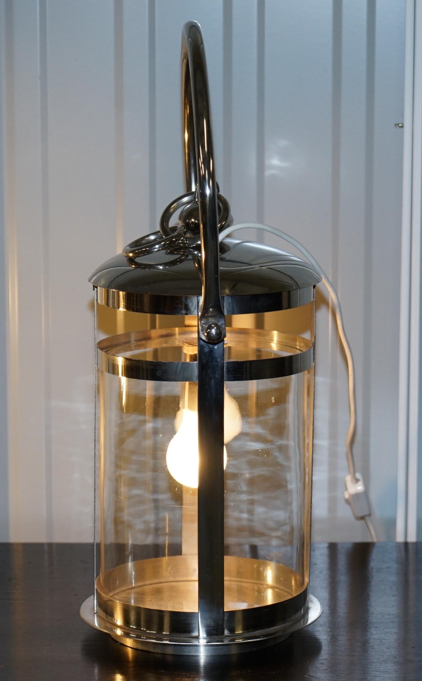 High End Twin Cylindrical Glass Affects Chromed Hanging or Table Storm Lanterns For Sale 2