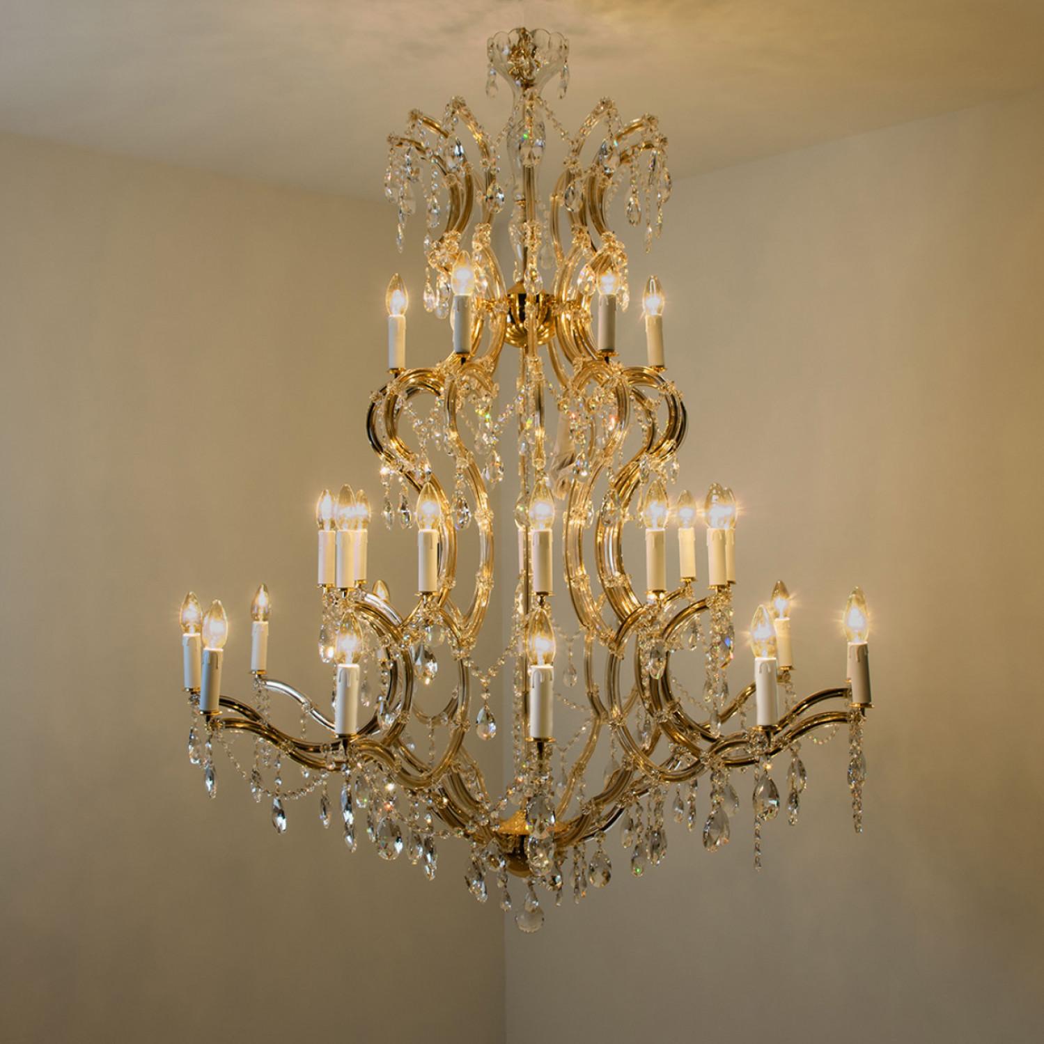 High-End XL Maria Theresa Gold Plated Swarovski Chandelier For Sale 13