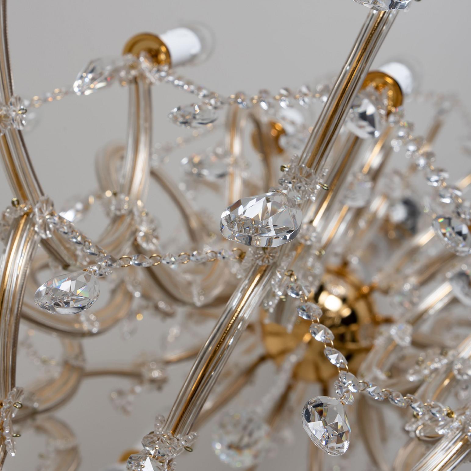 Hollywood Regency High-End XL Maria Theresa Gold Plated Swarovski Chandelier For Sale
