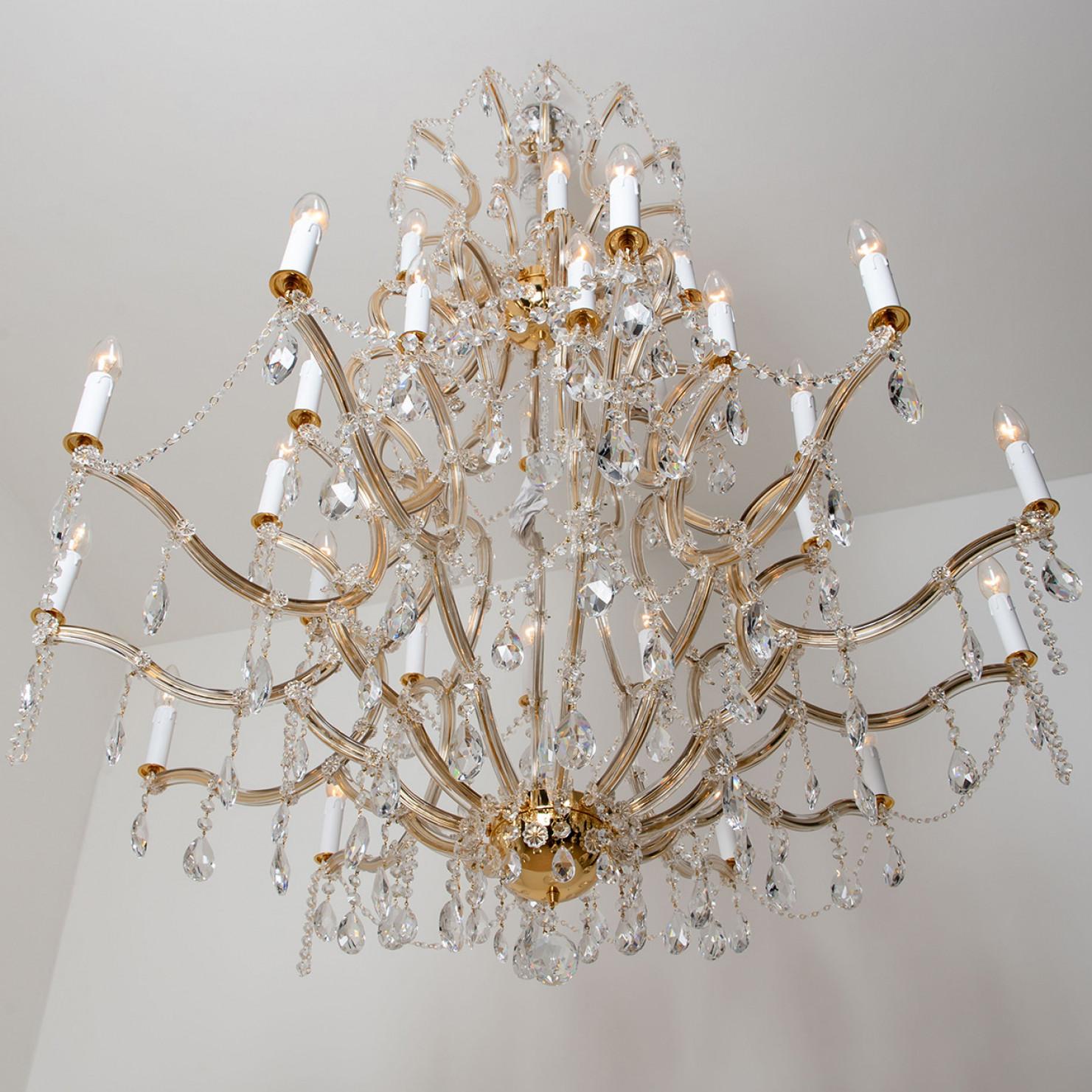 German High-End XL Maria Theresa Gold Plated Swarovski Chandelier For Sale