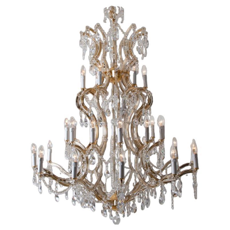 High-End XL Maria Theresa Gold Plated Swarovski Chandelier For Sale