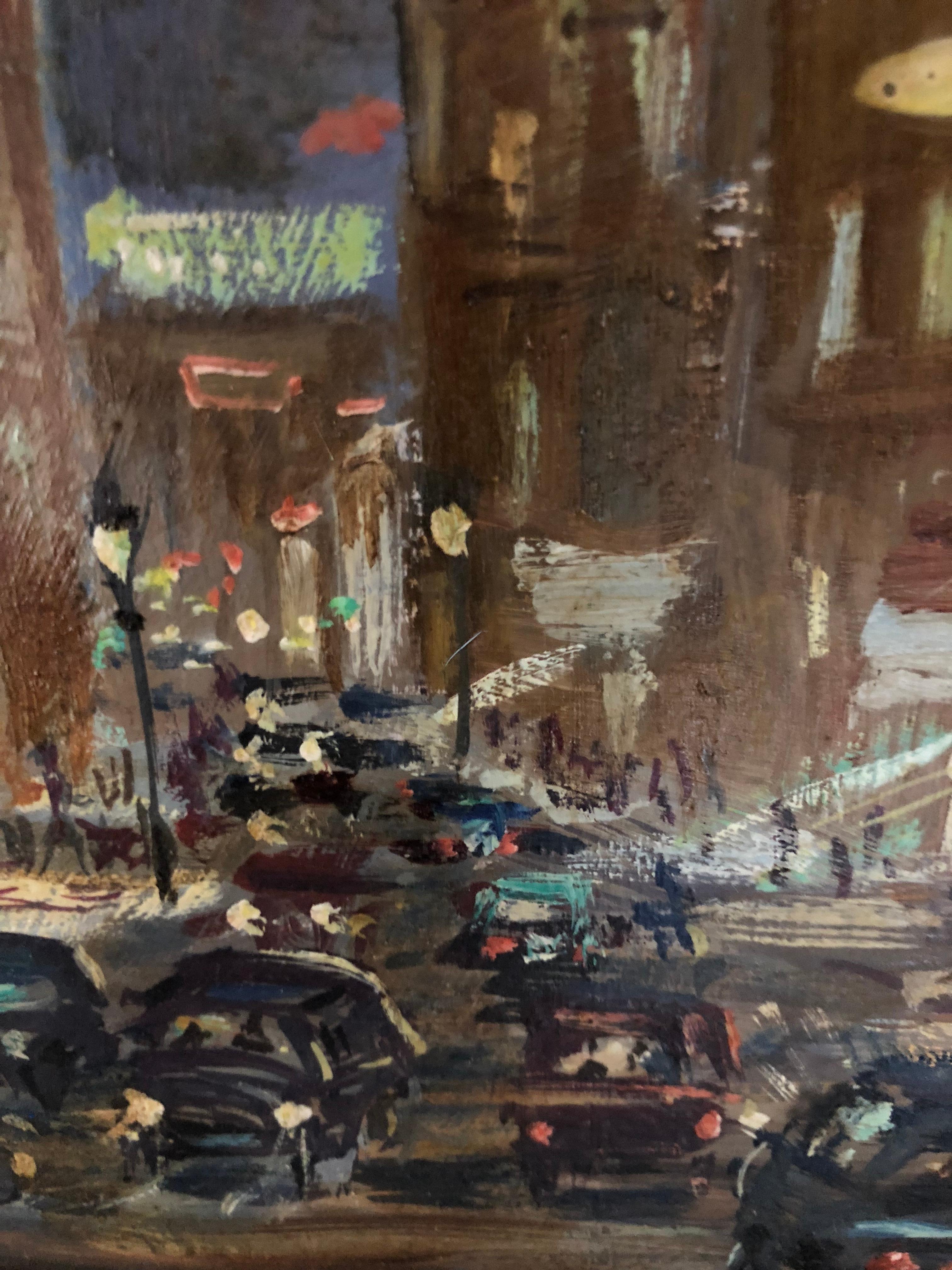 Canvas High Energy Cityscape Painting by Boris Vassiloff For Sale