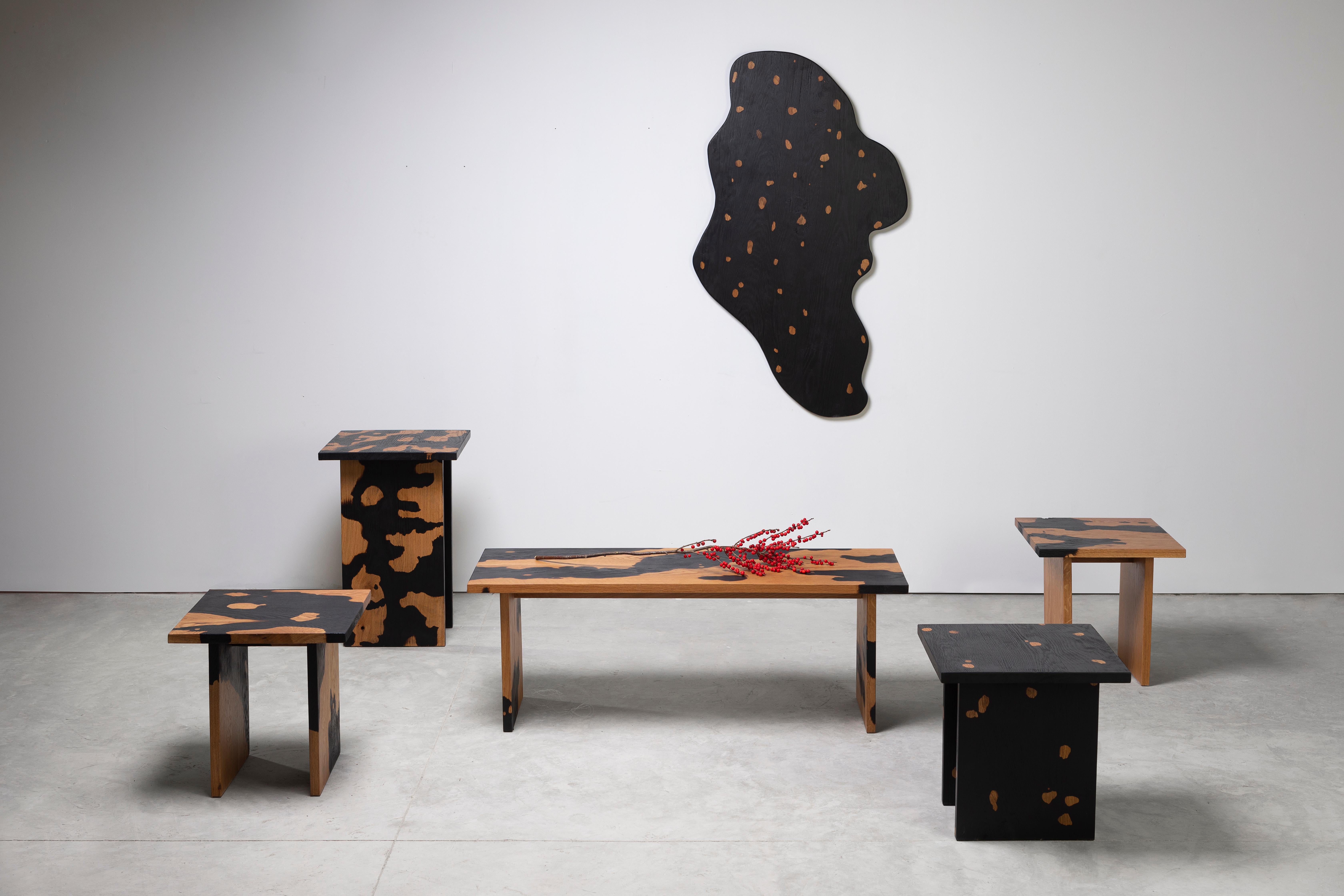 Post-Modern High Fire Oak Side Table by Daniel Elkayam For Sale