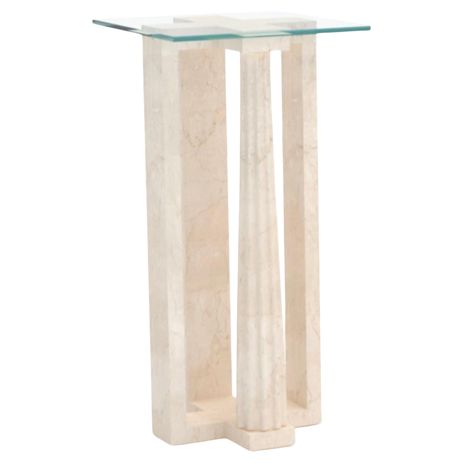 High Frame One, Table classique en marbre Bianco Perla par Luca Scacchetti