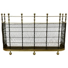 Used High Georgian Brass Nursery Fire Guard Fender, Fire Guard