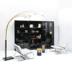 High Gloss 3-piece Wall Cabinet with Bar by Guy Lefevre for Maison Jansen, 1970s