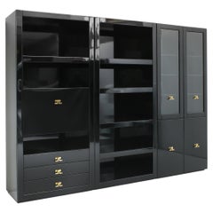 High Gloss 3-piece Wall Cabinet with Bar by Guy Lefevre for Maison Jansen, 1970s