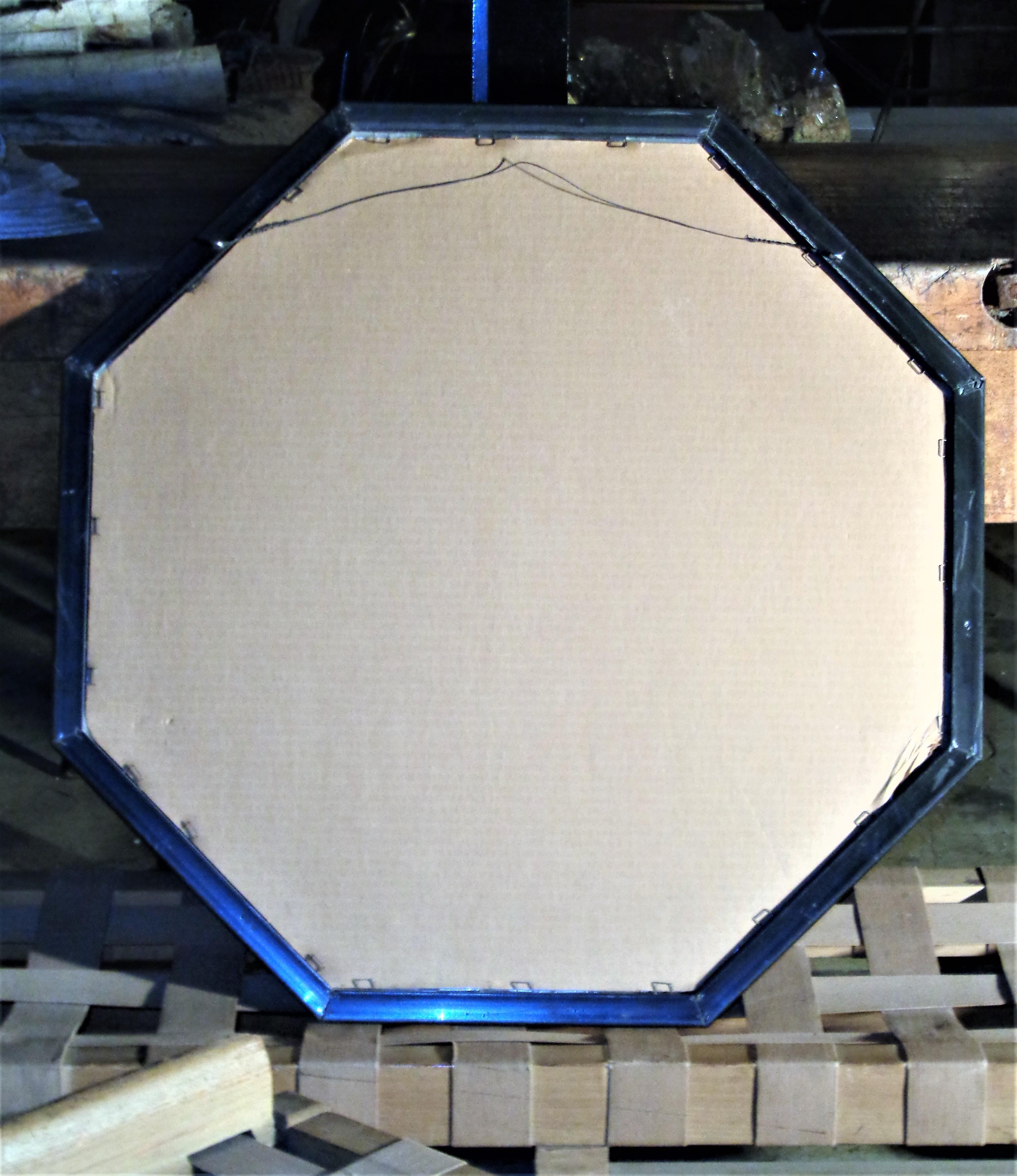  Black Octagonal Wall Mirror 1970's For Sale 1
