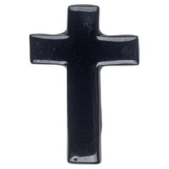 ceramic cross decor High Gloss Black Ceramic Cross, Minimalist Religious Wall Decoration