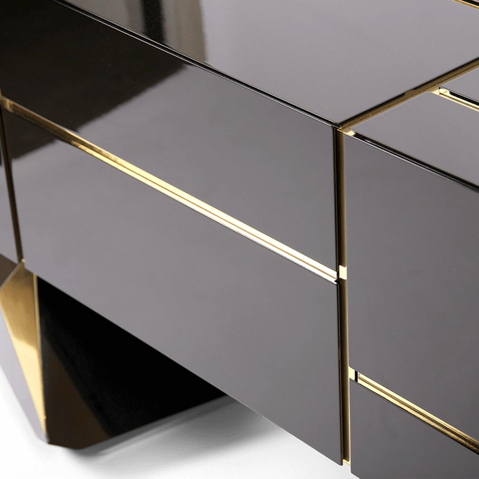 Contemporary Black, Gold, White, Brass Credenza Showroom Sample 1