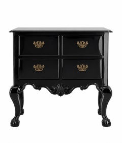 High-Gloss Black Lacquer Baroque Style Chest of Drawers