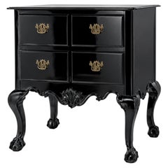 High-Gloss Black Lacquer Baroque Style Chest of Drawers
