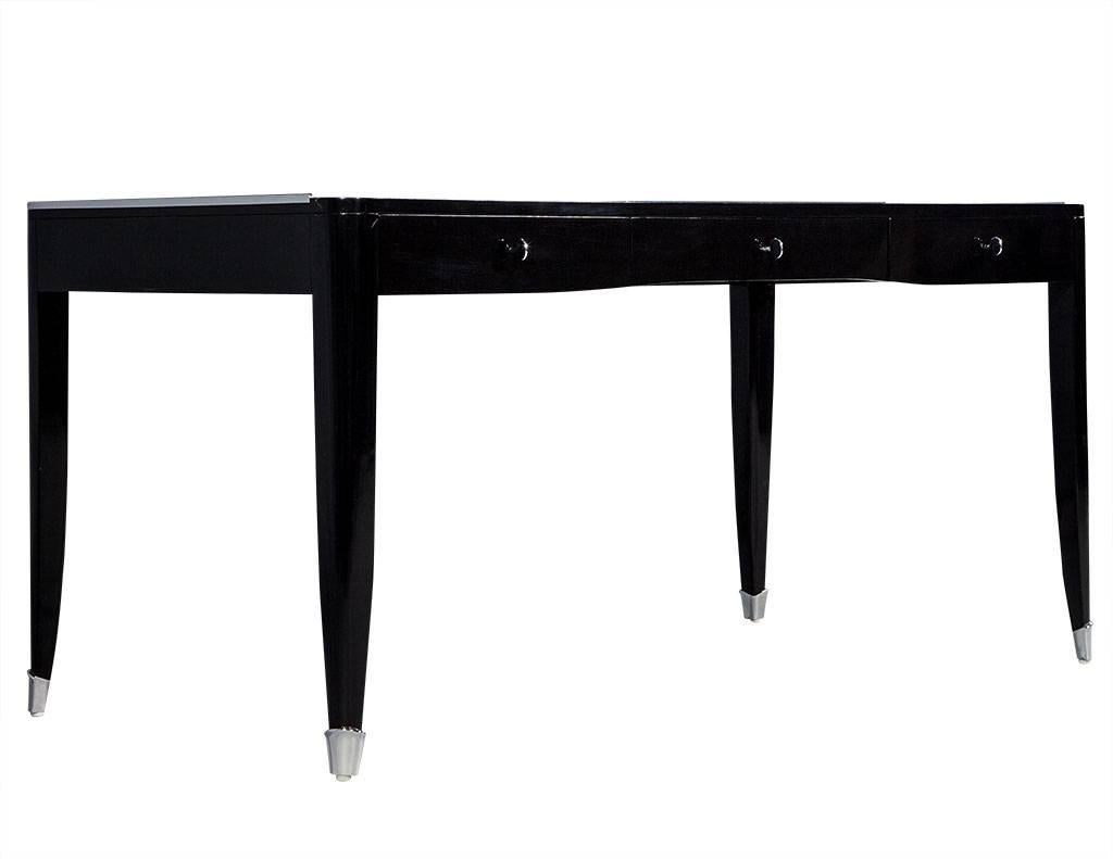 Modern High Gloss Black Lacquer One Fifth Paris Office Writing Desk by Ralph Lauren