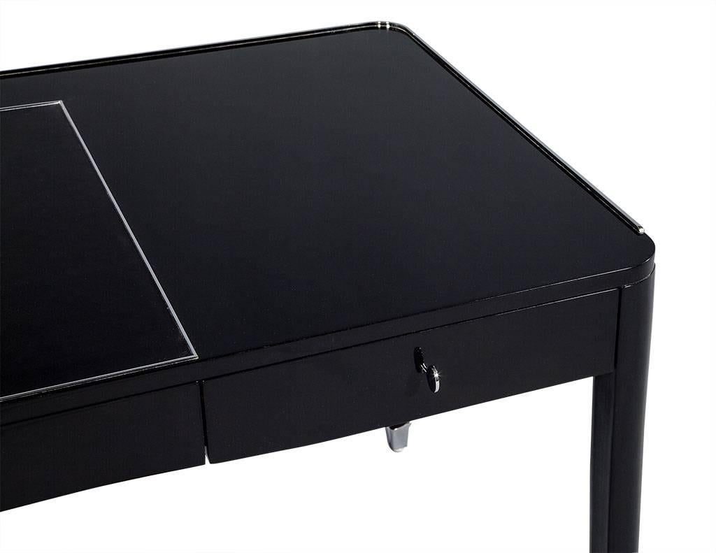 Polished High Gloss Black Lacquer One Fifth Paris Office Writing Desk by Ralph Lauren