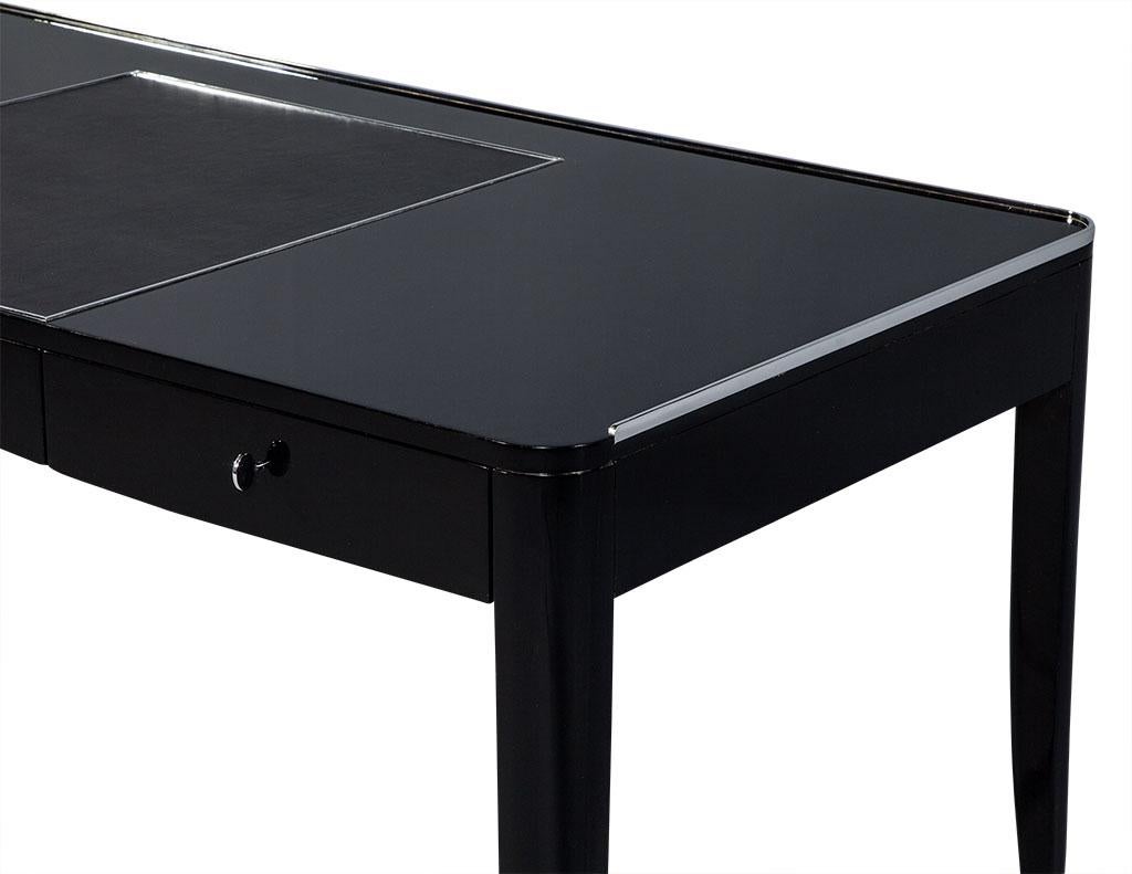 Contemporary High Gloss Black Lacquer One Fifth Paris Office Writing Desk by Ralph Lauren