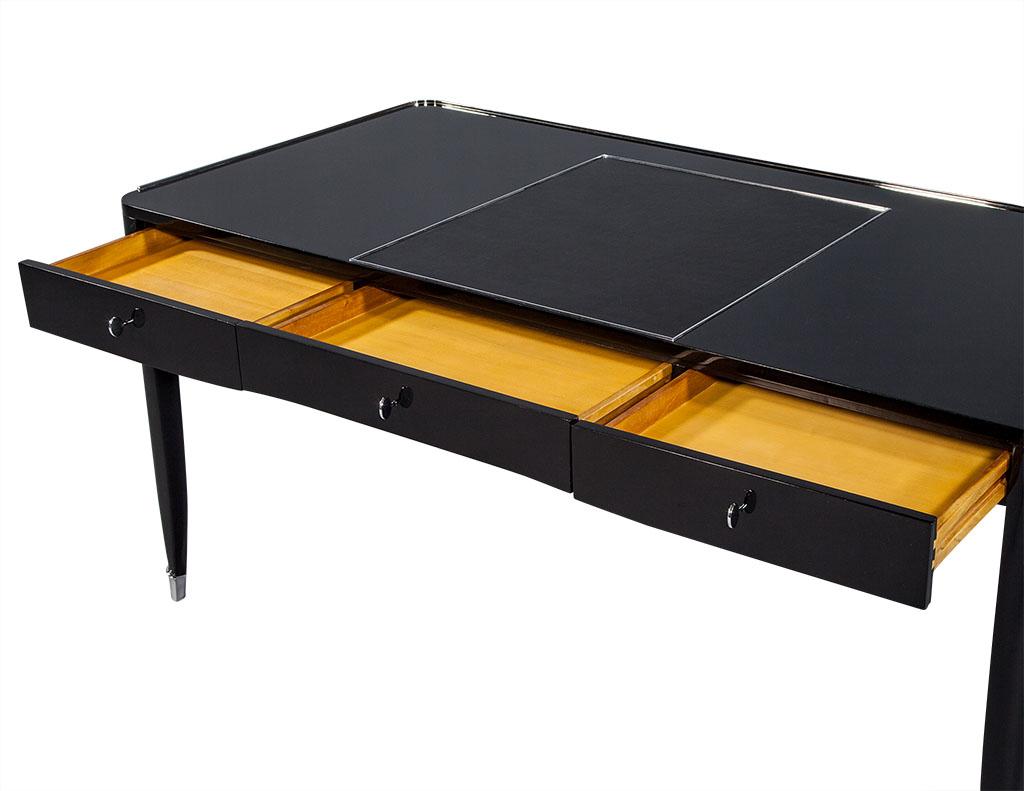 Stainless Steel High Gloss Black Lacquer One Fifth Paris Office Writing Desk by Ralph Lauren