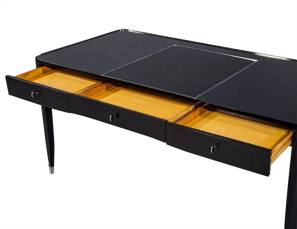 Contemporary High Gloss Black Lacquer One Fifth Paris Office Writing Desk by Ralph Lauren