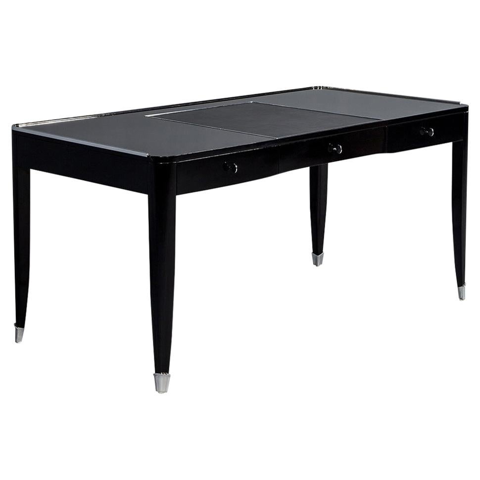 High Gloss Black Lacquer One Fifth Paris Office Writing Desk by Ralph Lauren