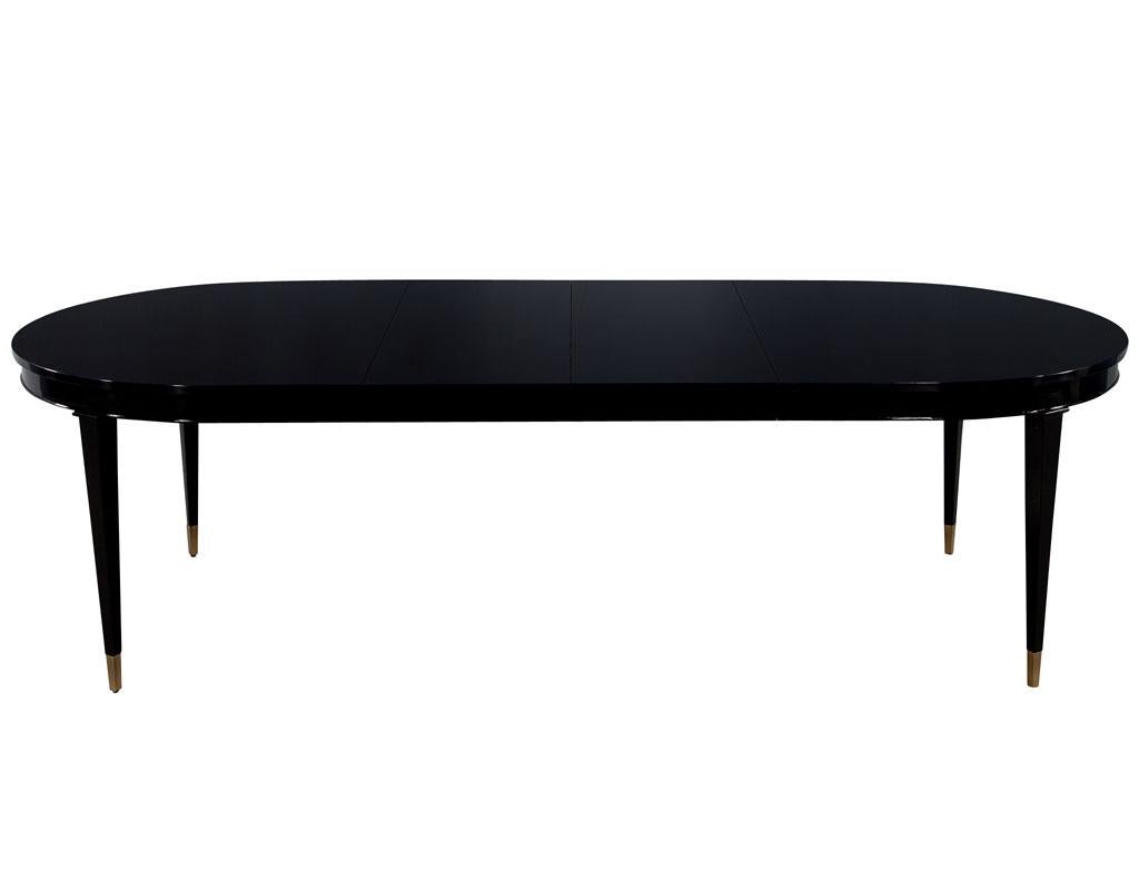 Modern High Gloss Black Lacquered Mahogany Dining Table For Sale