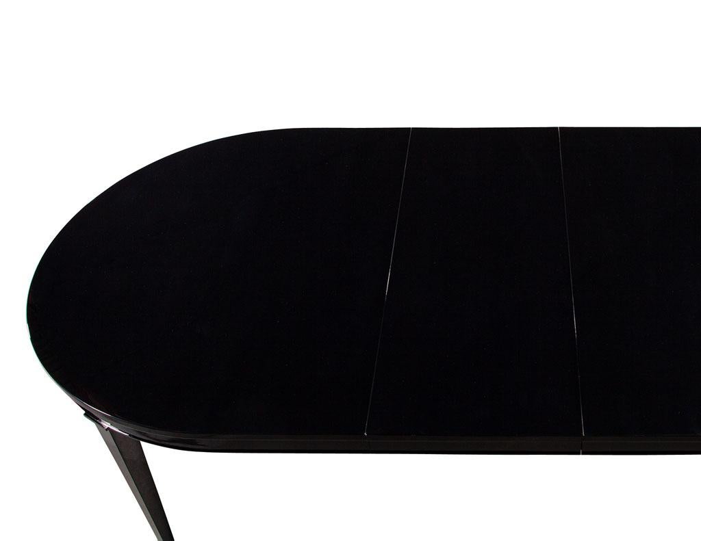 American High Gloss Black Lacquered Mahogany Dining Table For Sale