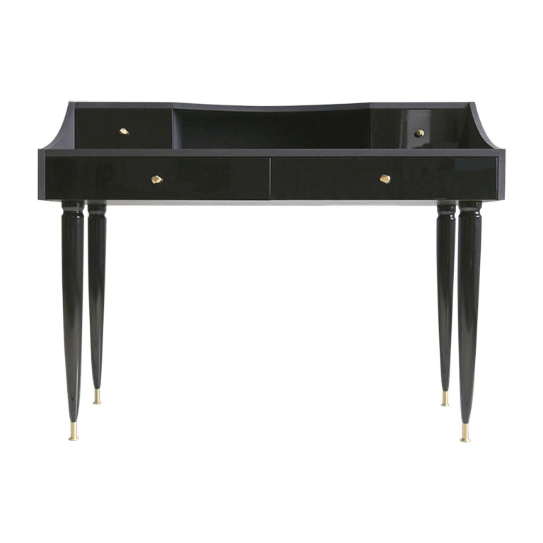 Modern Black Writing Table Desk or Vanity Console in high gloss For