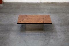 High Gloss Burl Wood Transforming Cocktail Bar Table by Paul Michel 1970s France