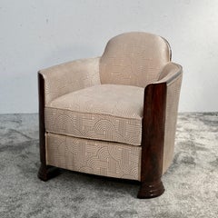 High Gloss French Art Deco Club Chair in Gold and Brown, 1930s