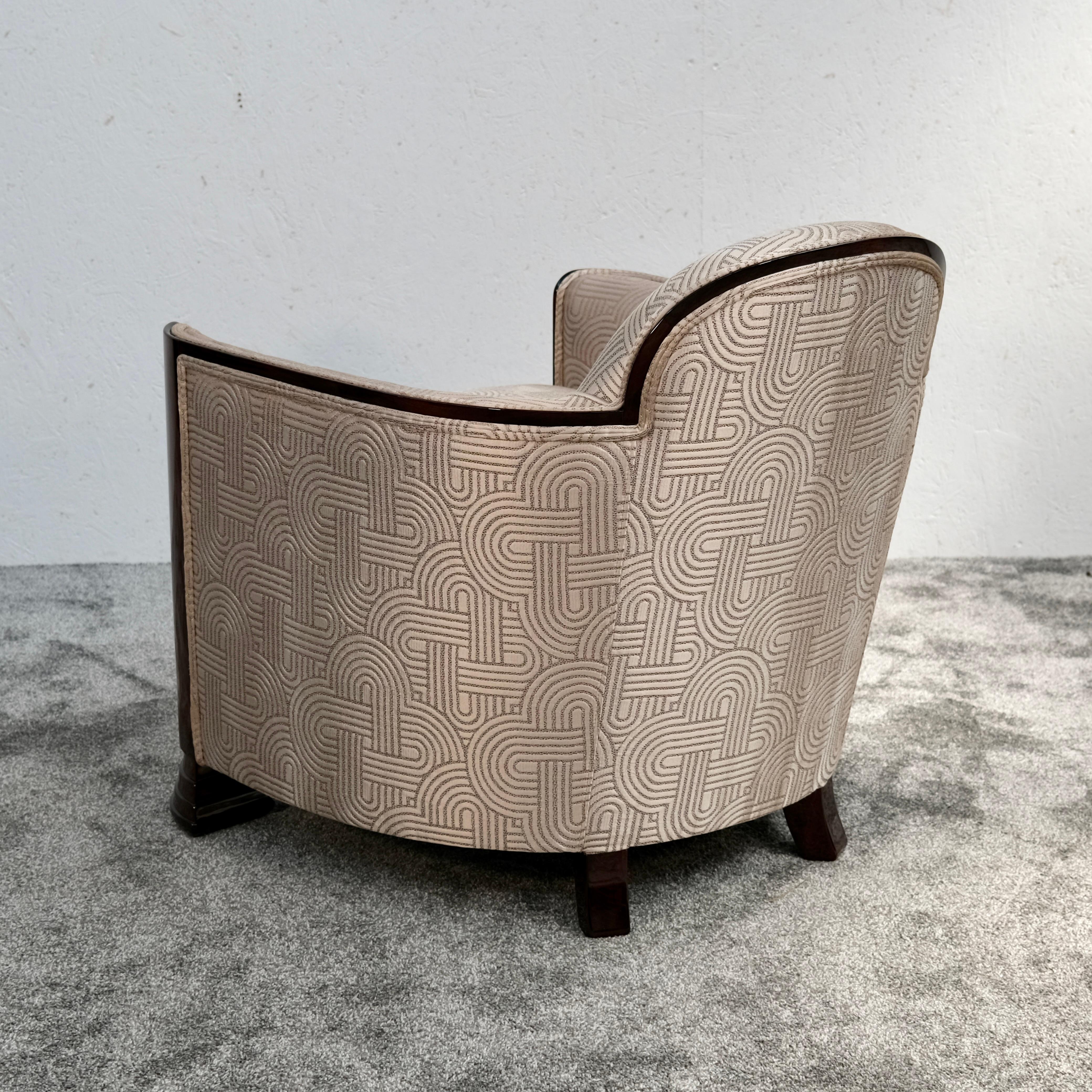 Silla Club Art Decó Francesa de Alto Brillo en Dorado y Marrón, Años 30 en Bueno estado para la venta en Ulm, DE