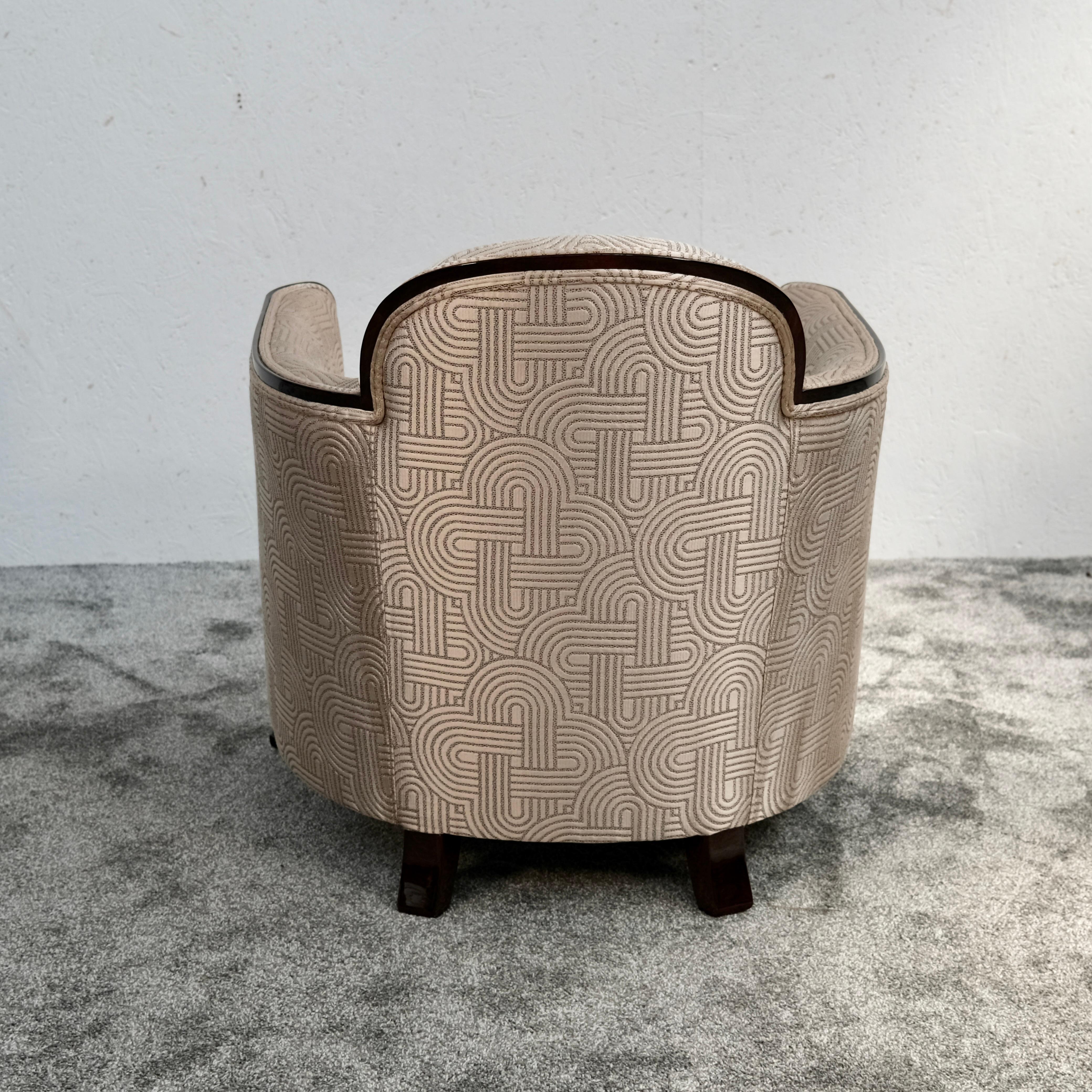 Silla Club Art Decó Francesa de Alto Brillo en Dorado y Marrón, Años 30 mediados del siglo XX en venta