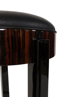High Gloss Macassar and Black Lacquer Barstool in the Style of French Art Deco