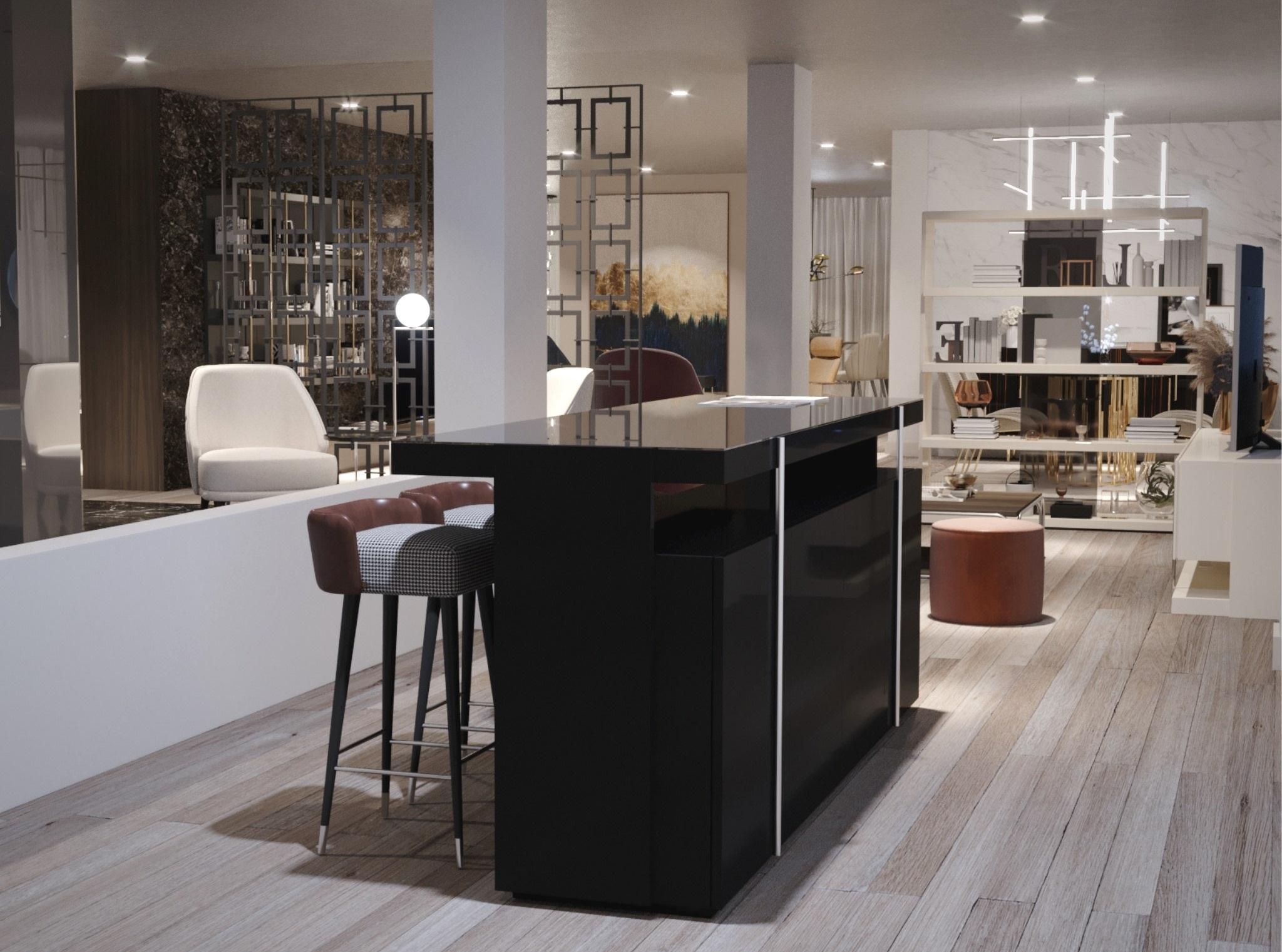 Hand-Crafted High Gloss Multifunctional Counter Height Table With Hidden Storage For Sale