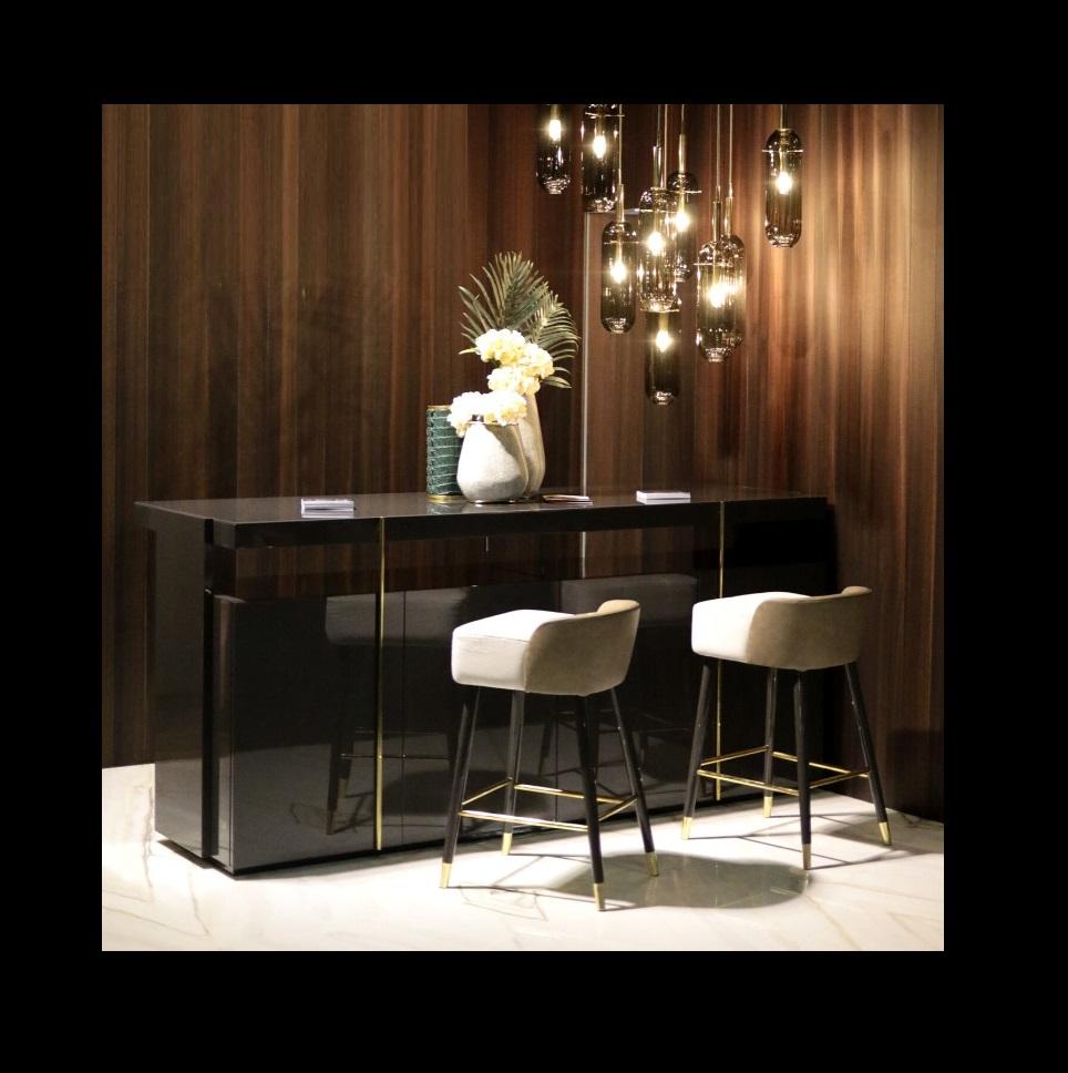 Contemporary High Gloss Multifunctional Counter Height Table With Hidden Storage For Sale