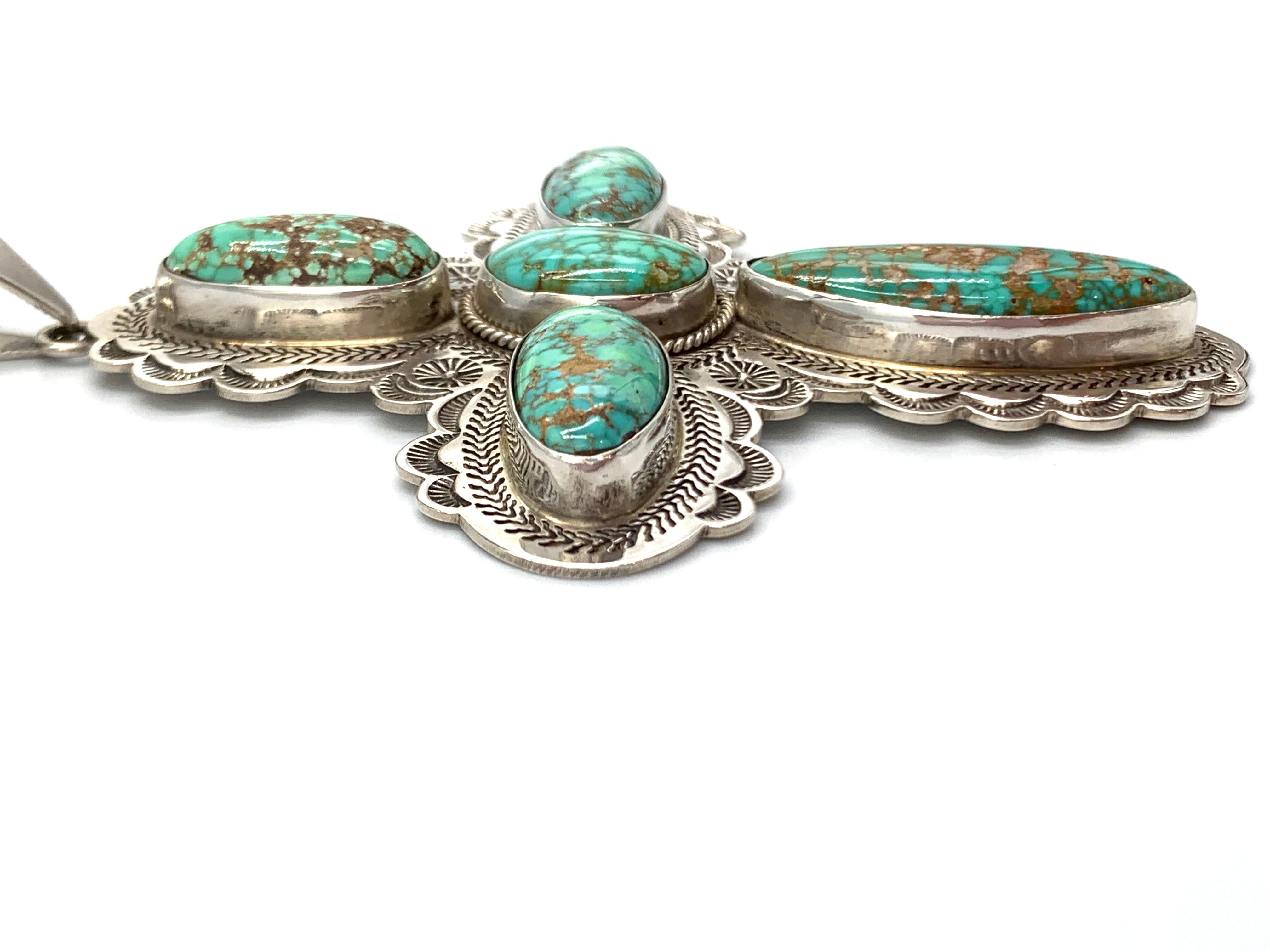 Ciondolo a croce in turchese del lago Carico di alta qualità in vendita 5