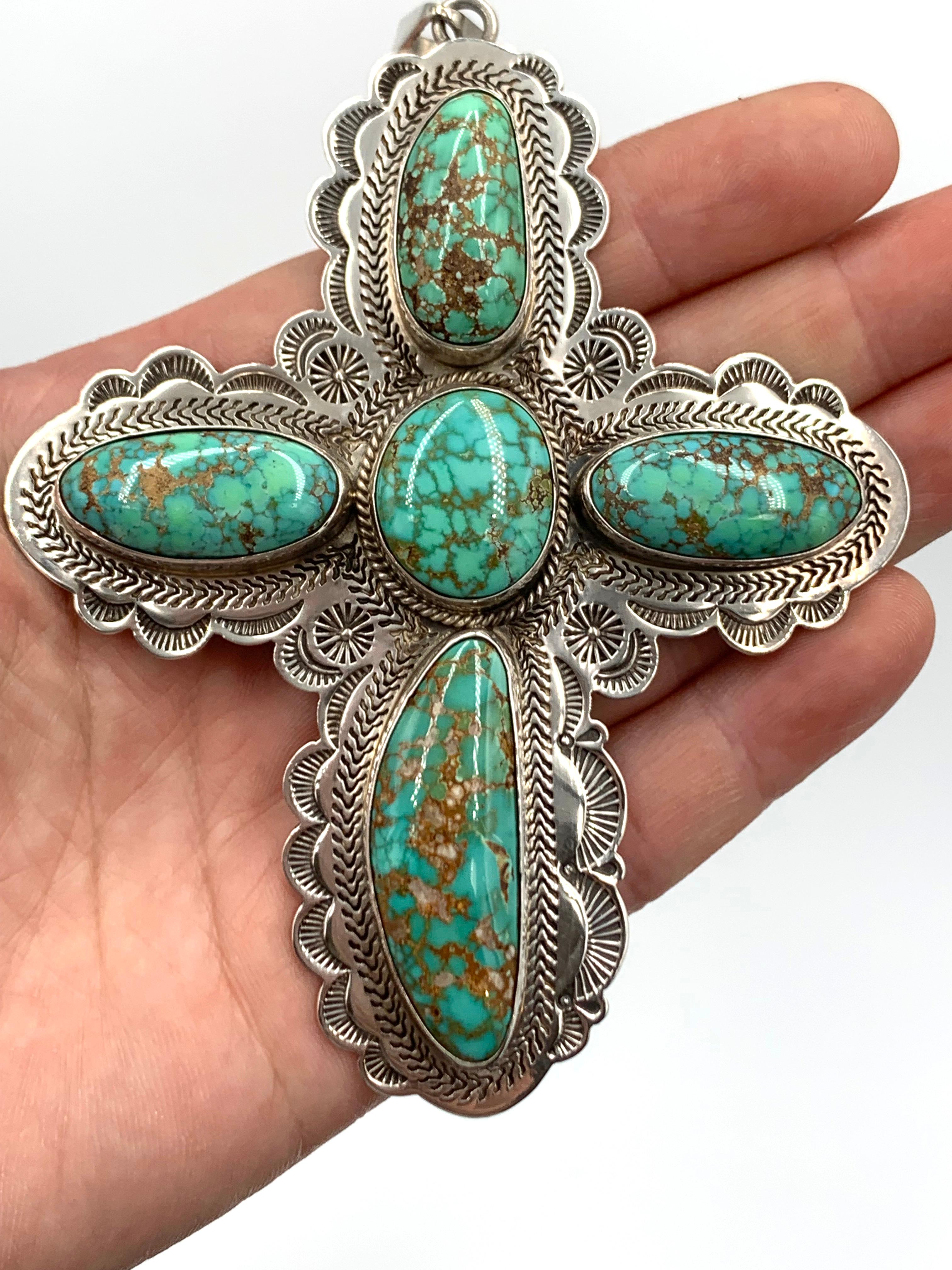 Ciondolo a croce in turchese del lago Carico di alta qualità in vendita 9