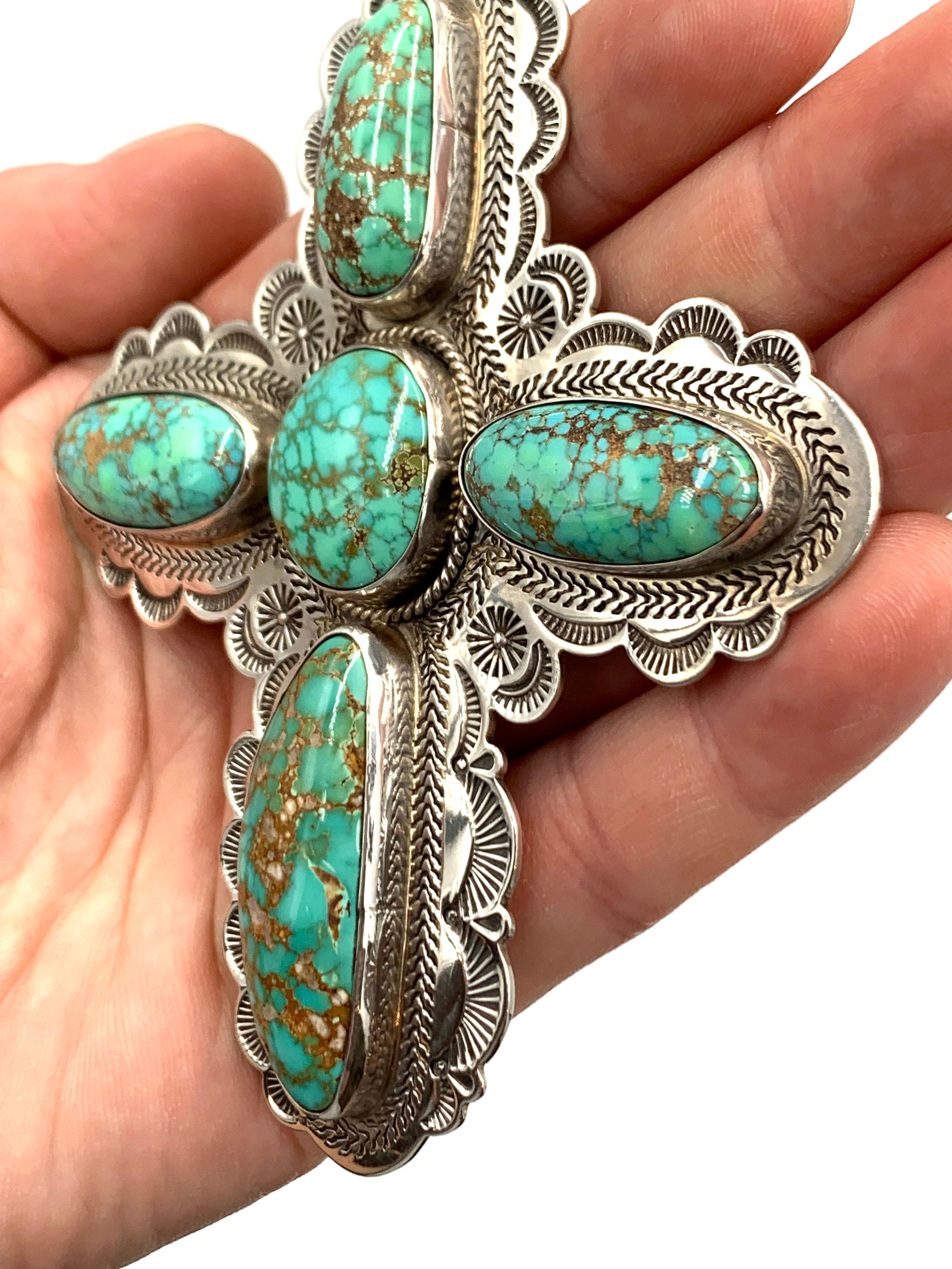 Ciondolo a croce in turchese del lago Carico di alta qualità in vendita 11