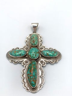 High Grade Carico Lake Turquoise Cross Pendant