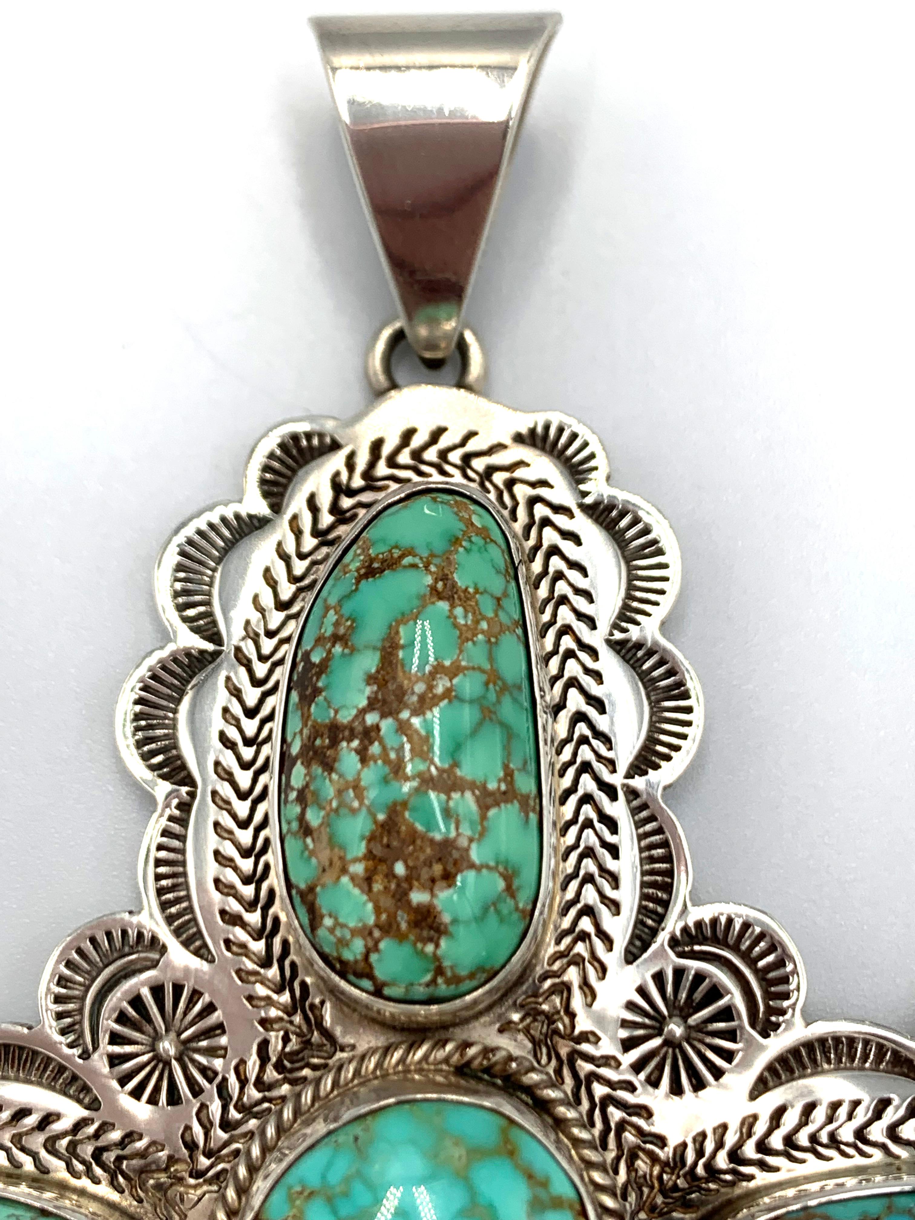 Ciondolo a croce in turchese del lago Carico di alta qualità in vendita 1