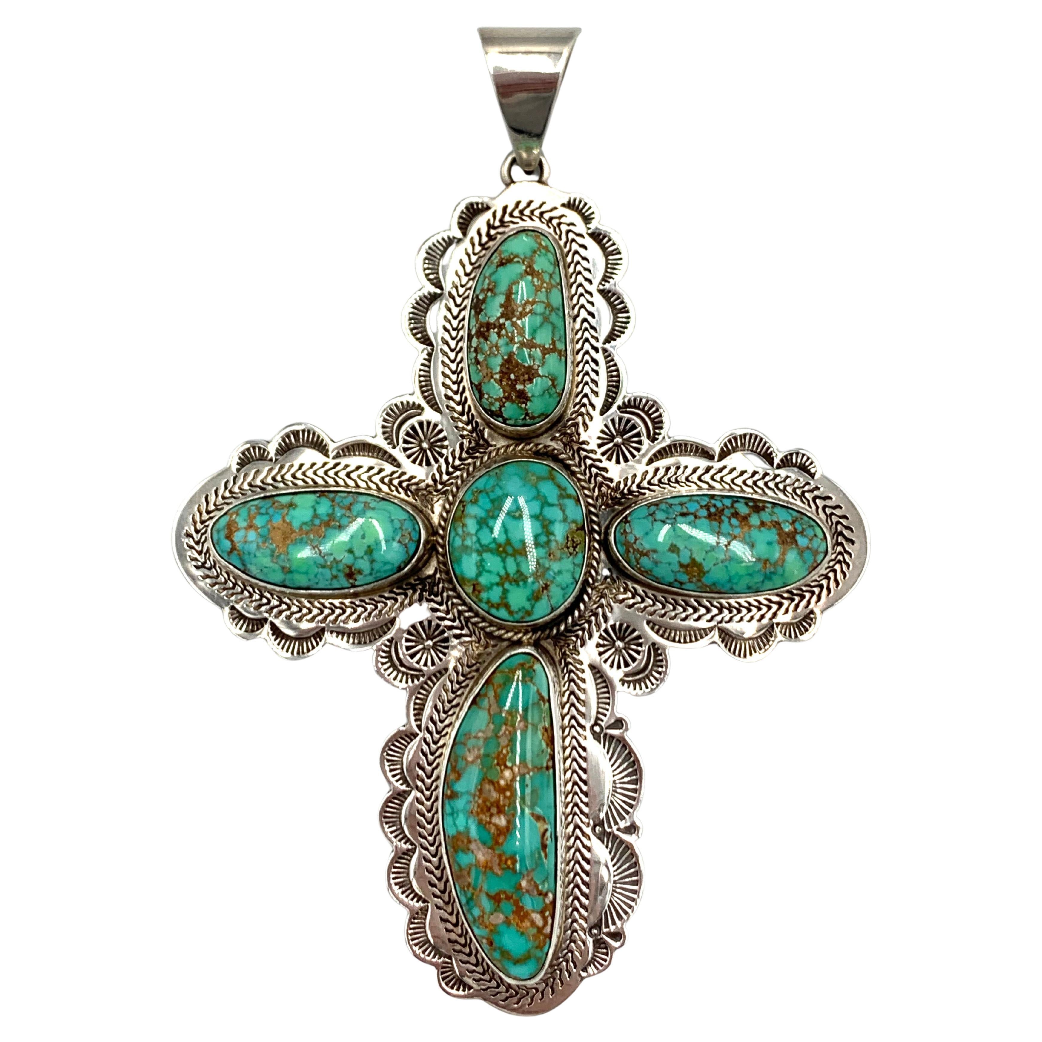 Ciondolo a croce in turchese del lago Carico di alta qualità