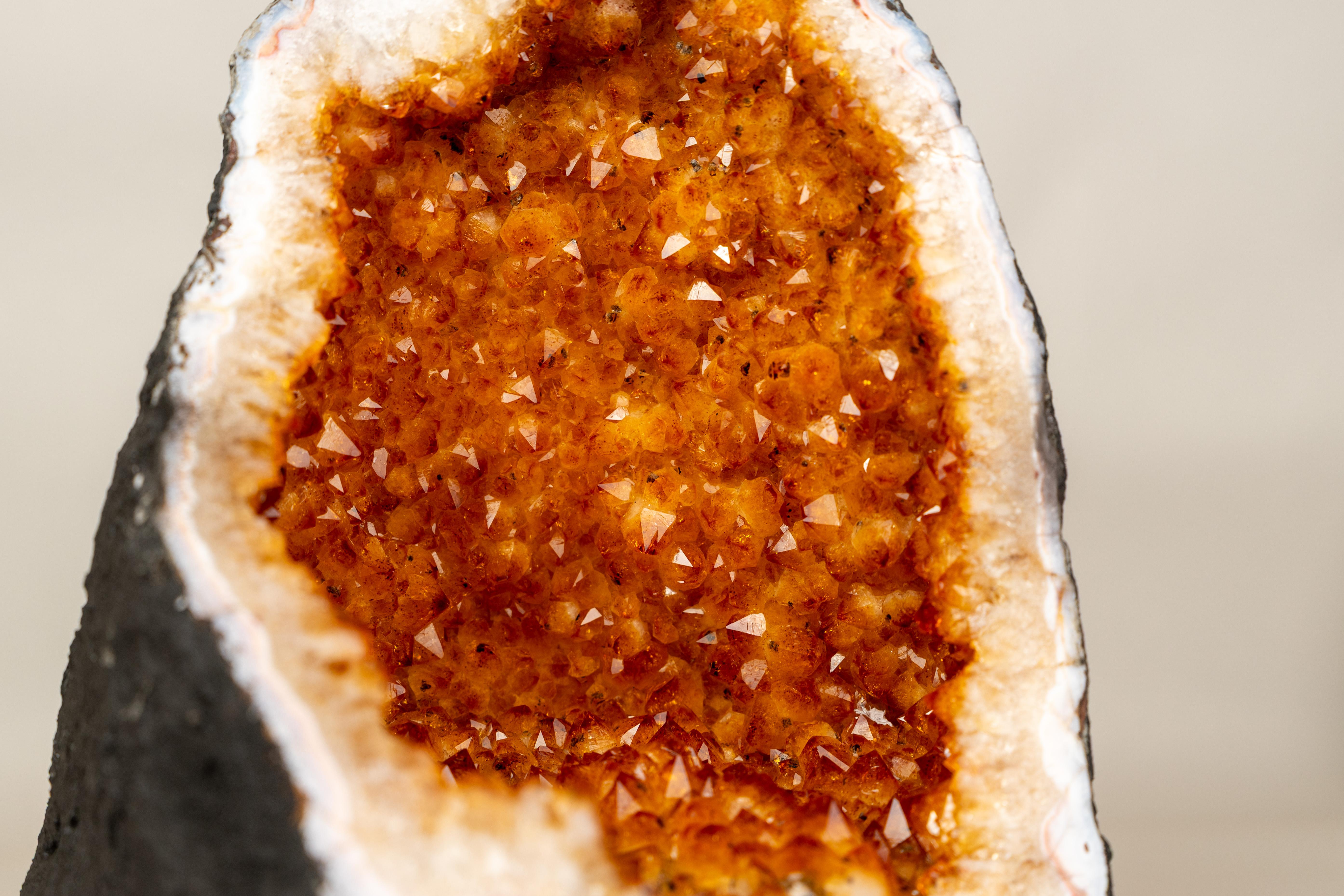 High-Grade Citrine Geode with Intense Orange Druzy For Sale 4