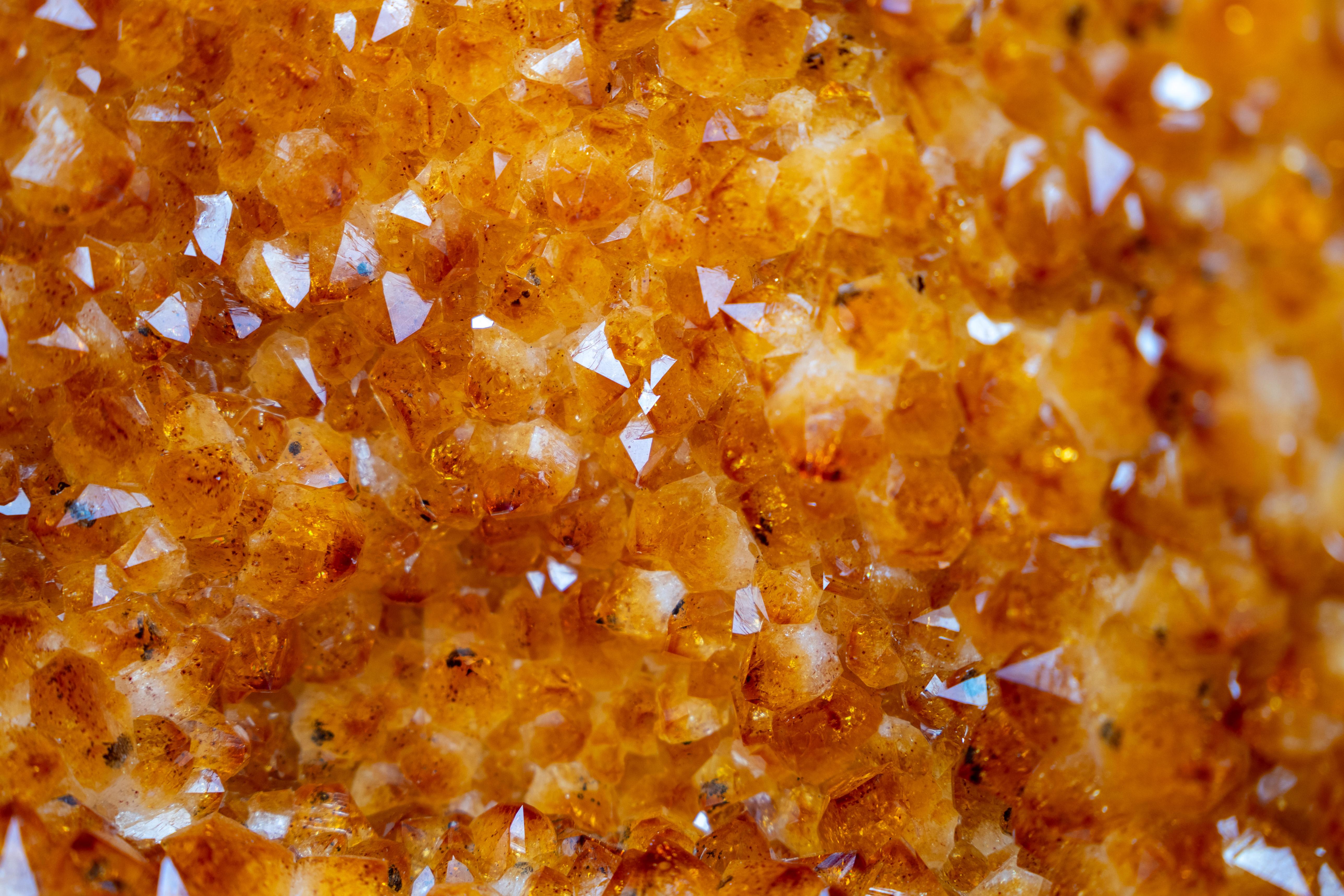 Contemporary High-Grade Citrine Geode with Intense Orange Druzy For Sale