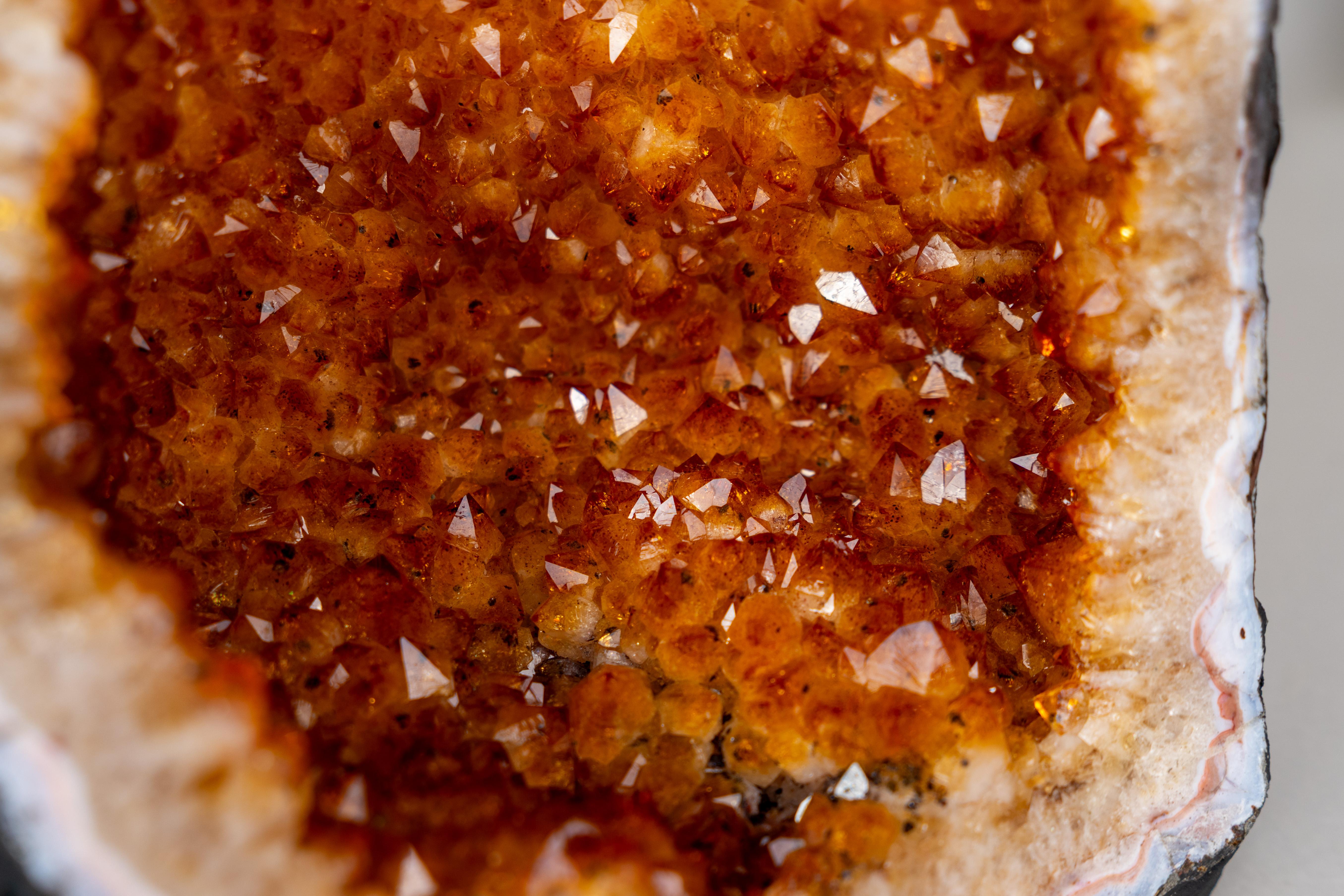 High-Grade Citrine Geode with Intense Orange Druzy For Sale 3