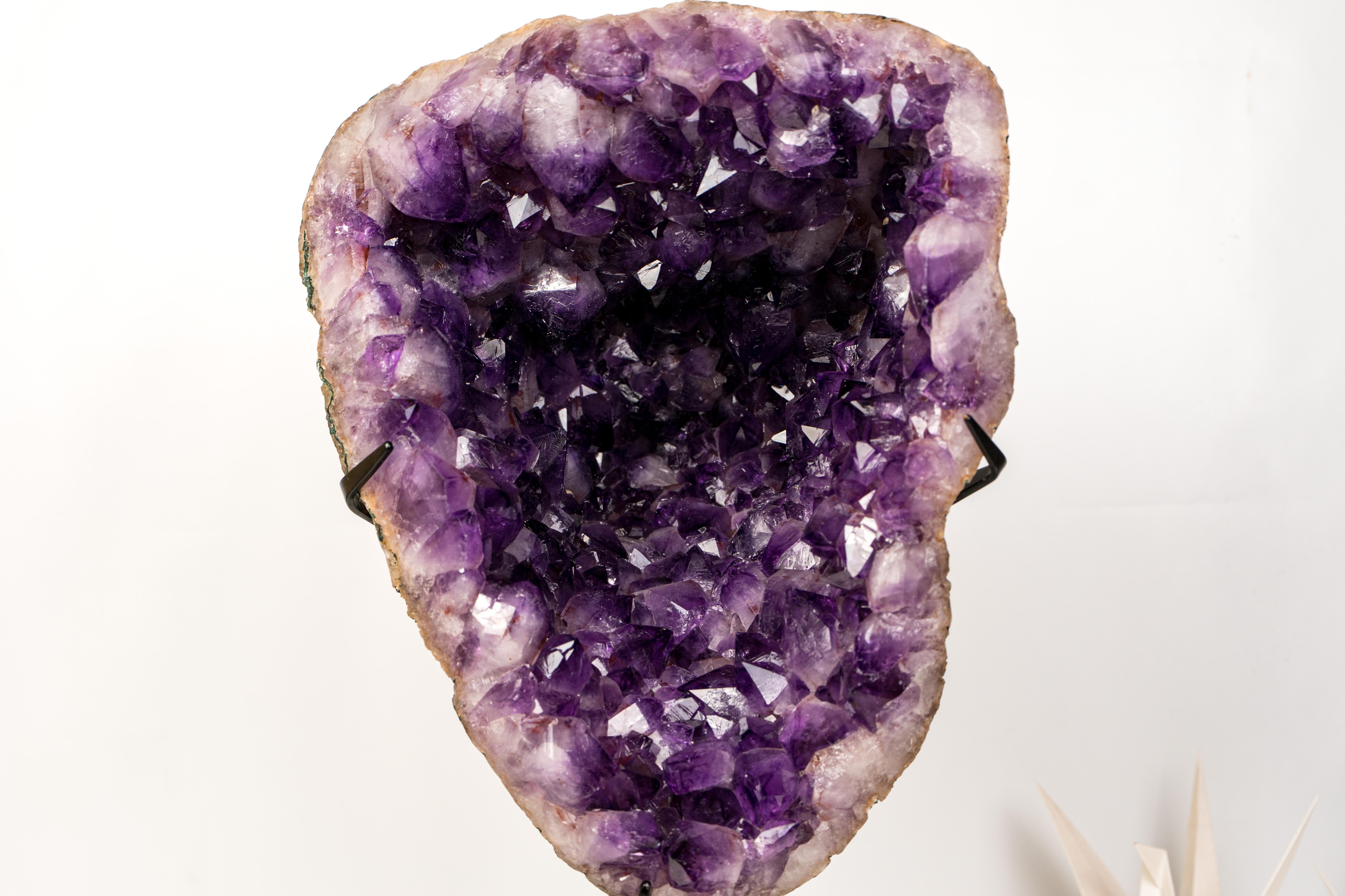 High-Grade Deep Purple Amethyst Geode on Custom Stand For Sale 4
