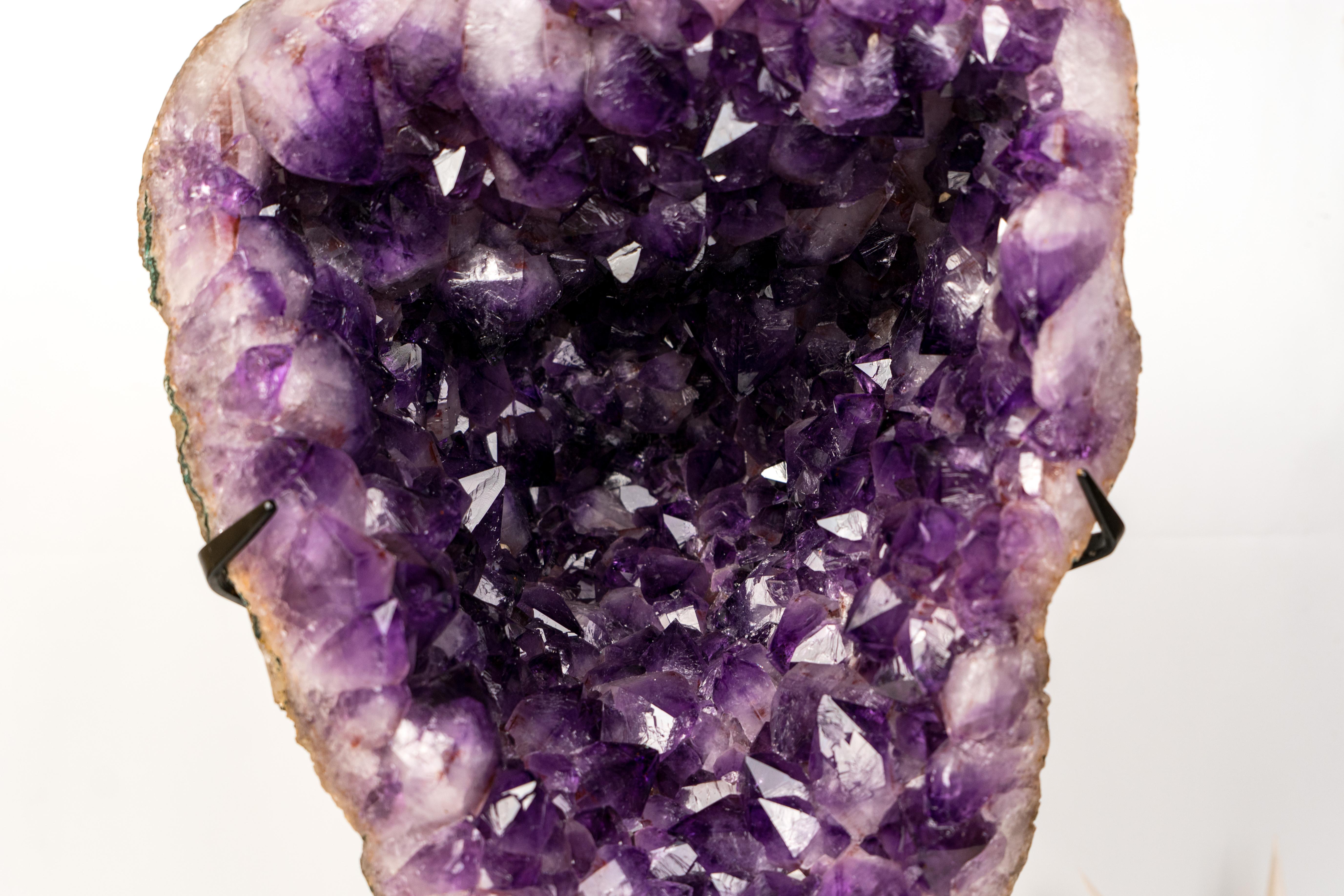 High-Grade Deep Purple Amethyst Geode on Custom Stand For Sale 5