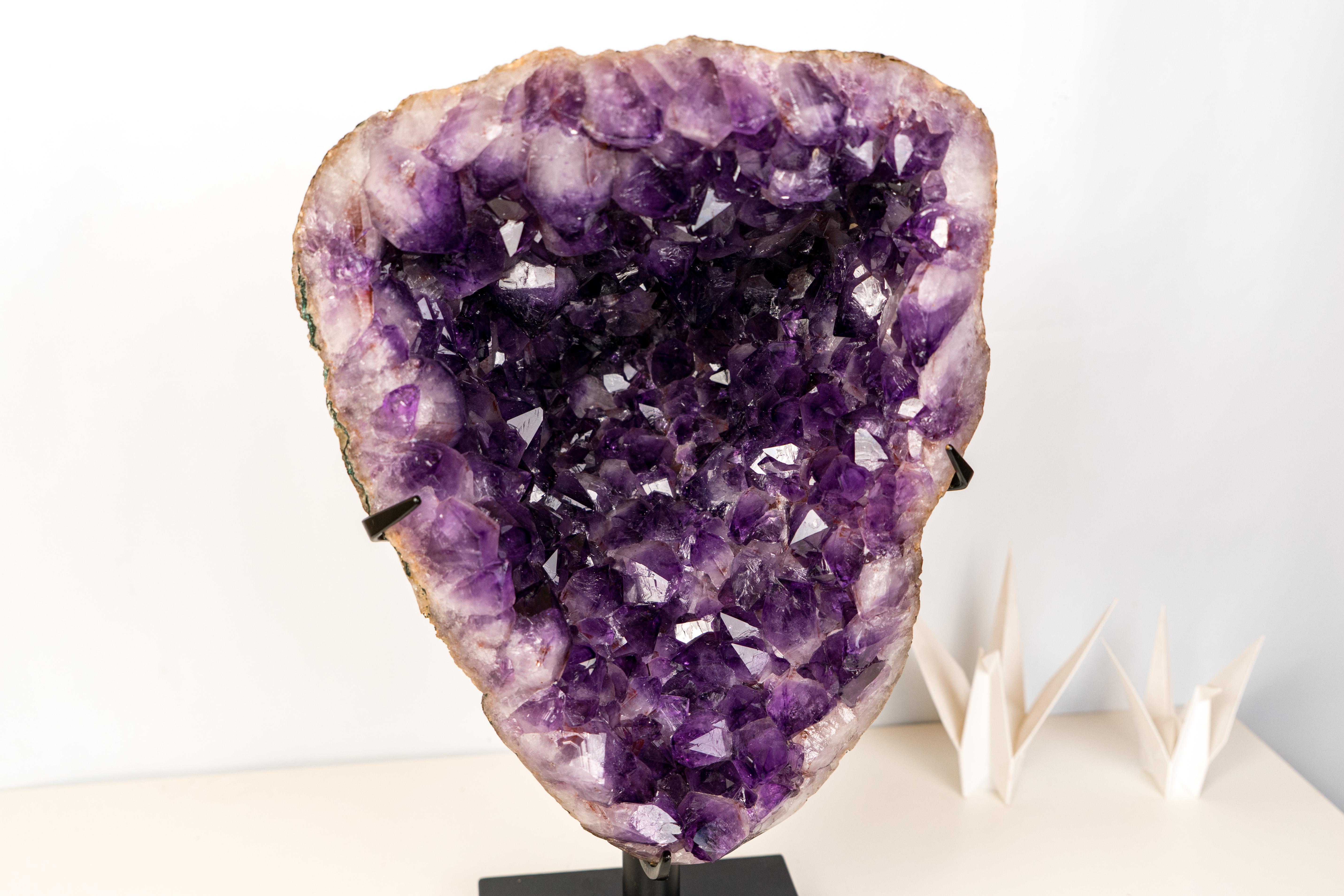 High-Grade Deep Purple Amethyst Geode on Custom Stand For Sale 3